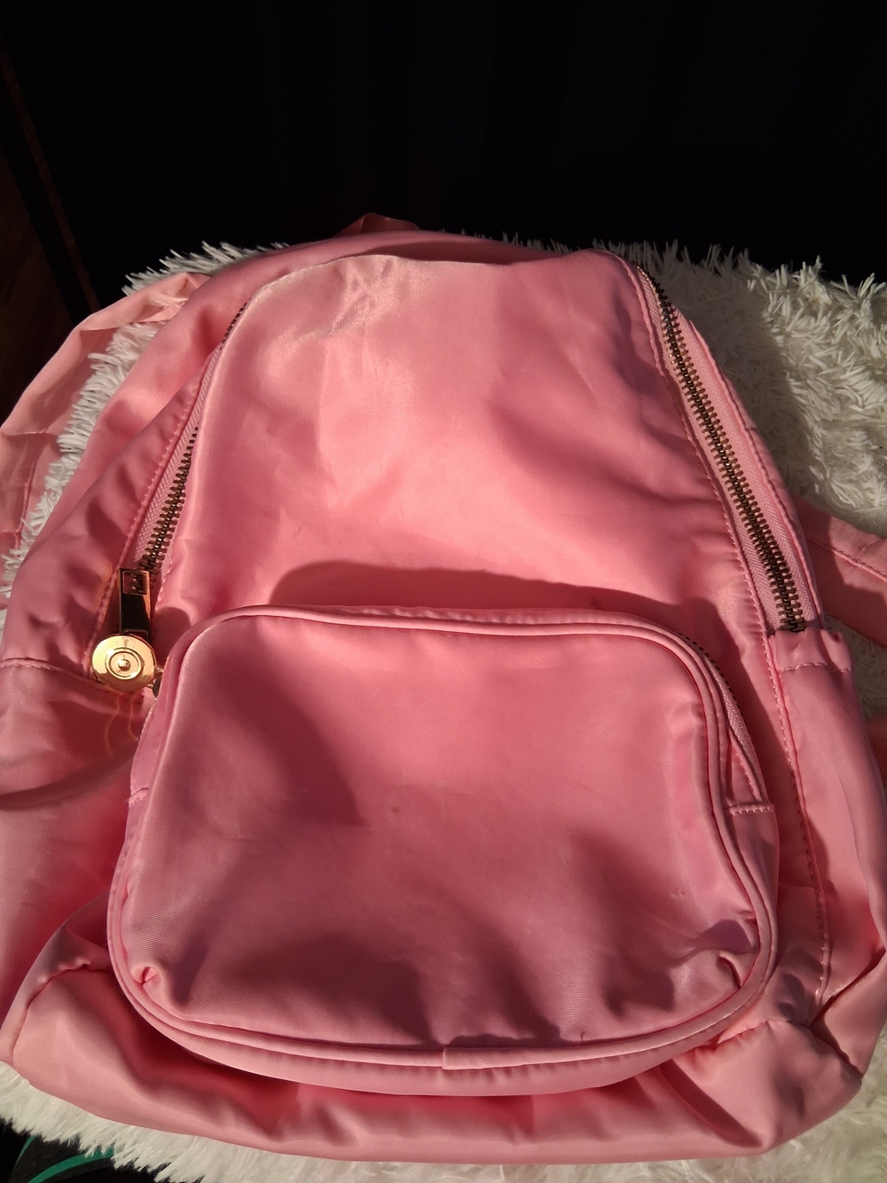 Stoney Clover Lane Pink Nylon Backpack with Gold Zippers